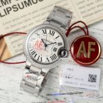 AF Cartier Ballon Bleu 33mm White Roman Face Stainless Steel Diamond Bezel Movement Watch